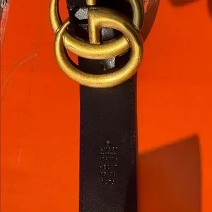 Gucci Black Belt with Gold Double G Buckle